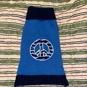 Blue Dog Sweater Peace Sign Size Small